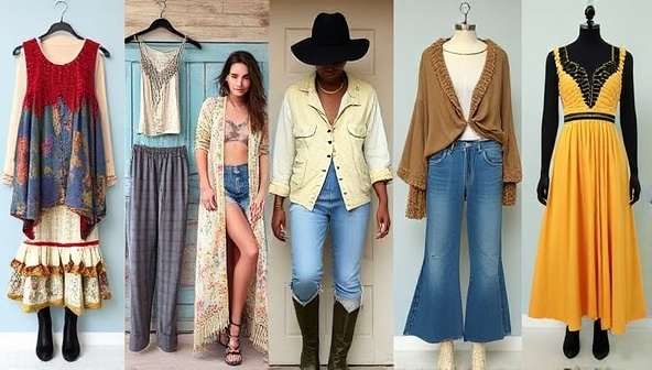 A vibrant collage of upcycled fashion pieces, showcasing a mix of textures and colors in a creative and sustainable display, representing the diversity and uniqueness of upcycled fashion creations available on the platform.