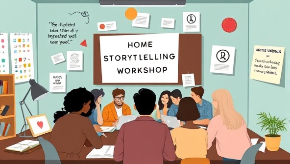 An online class scene featuring a diverse group of participants engaged in a storytelling workshop, surrounded by digital writing tools, inspirational quotes, and creative prompts, fostering a collaborative and imaginative learning environment for aspiring storytellers.