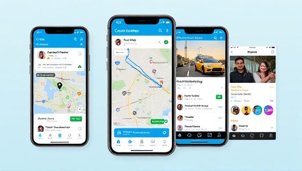 An engaging app interface showcasing profiles of users, interactive route maps, and real-time carpooling matches, illustrating the seamless connectivity and social networking aspects of the Commute Connect Network platform, fostering a sense of community and shared transportation experiences.