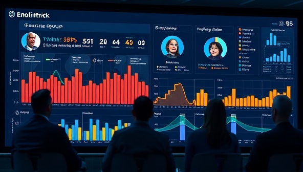 A futuristic analytics dashboard displaying real-time emotional response data from a focus group watching an ad, with colorful graphs and charts illustrating the varying levels of engagement and sentiment, highlighting the cutting-edge emotional analysis capabilities of EmotiMetrics Analysis in decoding consumer reactions to advertising content.