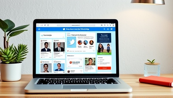 An engaging online personal branding workshop featuring a laptop displaying social media profiles, branding guides, and success stories, creating a digital environment for personal growth and professional development.
