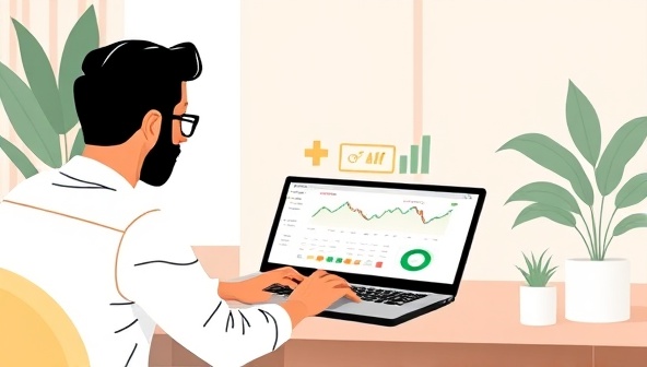 A contemporary digital illustration of a virtual financial coaching session, featuring a client reviewing investment portfolios on a laptop screen with a financial coach, discussing financial goals, and financial planning strategies, conveying trust and expertise in personal finance.