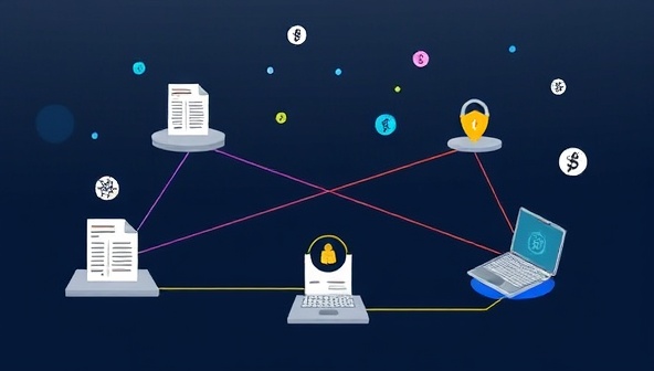 An illustrative representation of a digital platform connecting SMEs with investors through a secure online interface, with invoices and financial transactions flowing seamlessly between the two parties, symbolizing efficient and transparent invoice financing for SME growth.