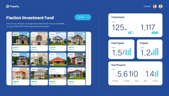 An engaging digital platform interface displaying a diverse real estate investment portfolio with fractional property ownership opportunities, investment performance data, and user-friendly navigation features, illustrating the accessibility and simplicity of micro-property investing through MicroProperty Fund.
