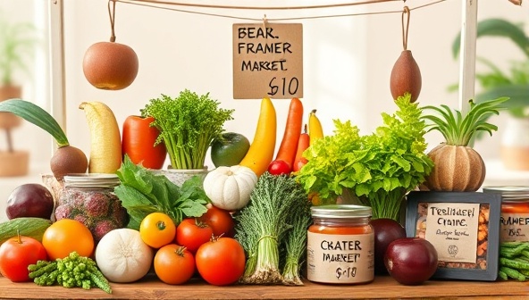 An online marketplace interface featuring a variety of fresh produce, artisanal goods, and handmade products, reflecting the diversity and quality of offerings available on the virtual farmers market platform.