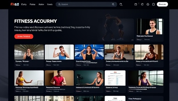 An engaging e-learning interface featuring diverse fitness courses, interactive quizzes, and live webinars with expert instructors, creating a dynamic and immersive learning environment for fitness enthusiasts and aspiring trainers on FitEd Academy's platform.