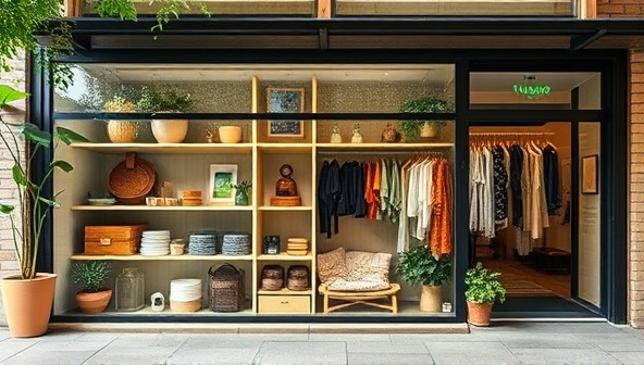 An online marketplace interface featuring a collection of eco-friendly products, sustainable fashion items, and zero-waste essentials displayed on a digital storefront, highlighting the diversity and eco-consciousness of EcoHaven's offerings.