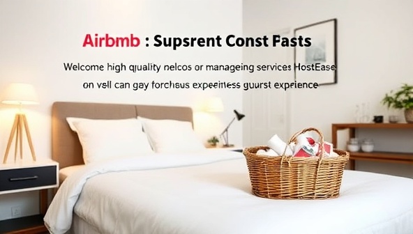 A modern, well-furnished Airbnb property with fresh linens, amenities, and a welcome basket, symbolizing the high-quality management services provided by HostEase for a seamless guest experience.