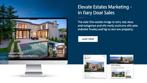 A visually striking digital marketing campaign showcasing a luxury property listing with professional photography, compelling ad copy, and engaging social media posts, highlighting the impact of Elevate Estates Marketing's services in elevating property visibility and sales.