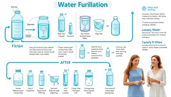 An informative infographic illustrating the water purification process, from filtration to treatment, with before-and-after visuals of clean water samples, various purification technologies, and happy customers enjoying safe and pure drinking water, highlighting the consultancy's expertise and impact.