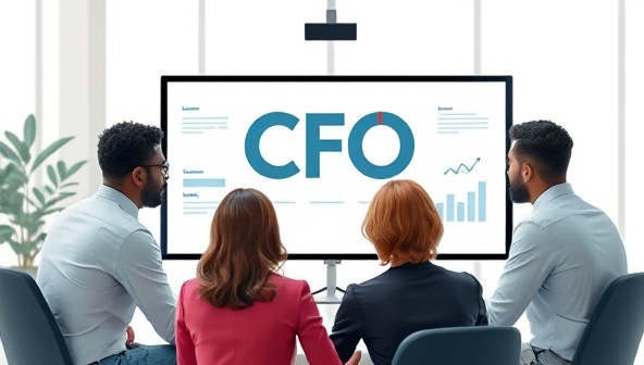 A dynamic visual of a virtual CFO interacting with a diverse group of business owners in a virtual meeting, discussing financial strategies on a digital interface, symbolizing accessible and expert financial guidance.