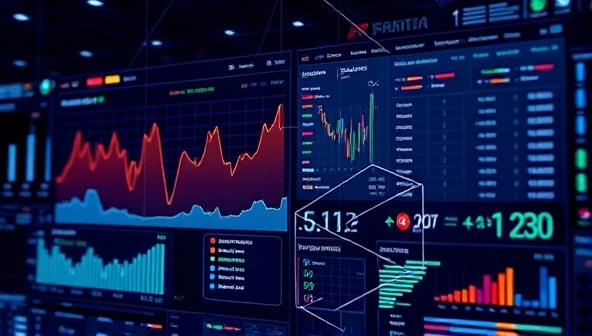 An image of a futuristic AI interface displaying live sports data and betting predictions, with dynamic graphs and statistics, illustrating the cutting-edge technology behind SmartBet AI's sports betting tips service.