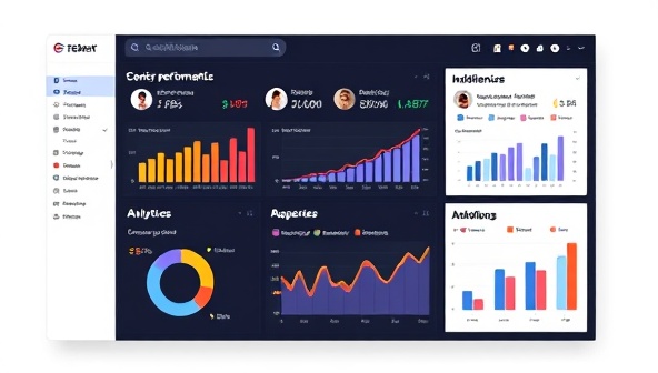 A sleek dashboard interface displaying detailed influencer performance metrics, audience demographics, and engagement rates, with dynamic graphs and charts illustrating the platform's data-driven approach to influencer marketing optimization, conveying sophistication and analytics expertise.