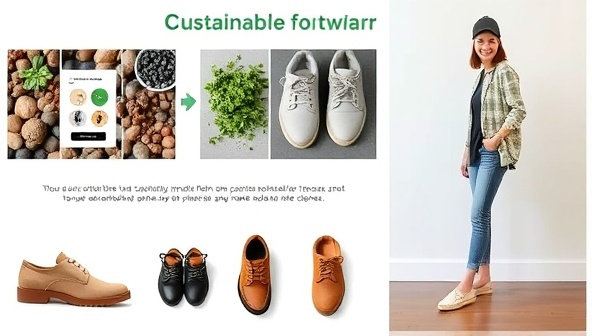 A visually appealing collage showcasing the process of customizing sustainable footwear online, featuring eco-friendly materials, personalized shoe designs, and a happy customer wearing their unique and stylish custom-made shoes, highlighting sustainability and individuality.