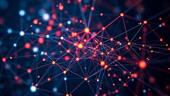 A dynamic visualization of interconnected data points representing influencer metrics and audience demographics, illustrating the intricate analysis and insights provided by Influencity Insights for effective influencer selection.