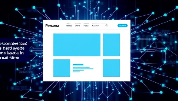 An abstract representation of AI algorithms at work, with digital nodes and connections forming a personalized website layout in real-time, symbolizing the dynamic and intelligent nature of the PersonaWeb service.