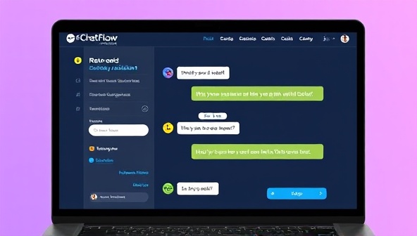 An engaging chatbot interface on a website, featuring a friendly virtual assistant interacting with a user, providing instant responses and guiding them through the site, showcasing the seamless integration and user-friendly design of ChatFlow Solutions.