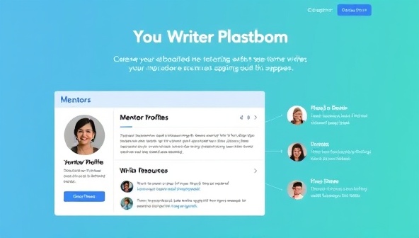 An online mentorship platform interface displaying mentor profiles, user testimonials, and writing resources, creating a professional and user-friendly marketplace for aspiring writers seeking guidance and support.