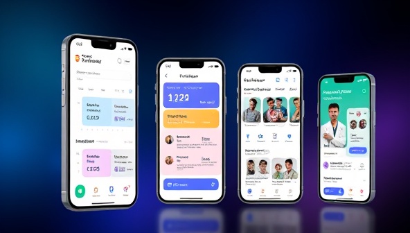 A digital platform displaying a sleek mobile app interface with personalized medication schedules, health tracking features, and virtual consultations with pharmacists, conveying modernity and convenience in healthcare management.