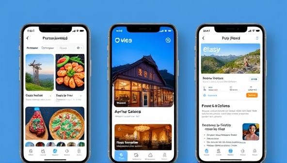 An intuitive mobile app interface displaying personalized local recommendations for activities, dining options, and events, tailored to the user's preferences and location, symbolizing the convenience and customization offered by the platform.