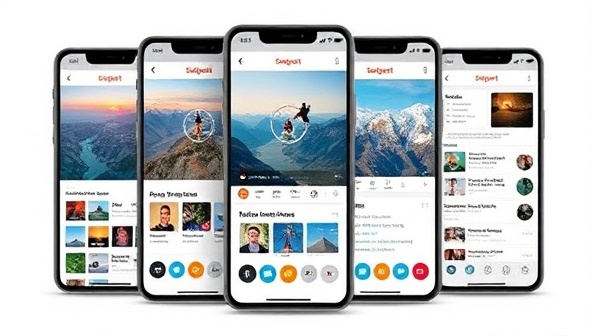 A captivating mobile interface mockup of the SoloQuest Adventures app, featuring stunning adventure destinations, social networking features, and real-time safety alerts, inspiring solo travelers to embark on thrilling quests and forge new friendships in the world of adventure travel.