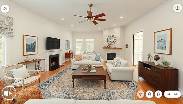 An immersive 3D video tour showcasing a beautifully staged property with interactive features such as room transitions, floor plans, and detailed property descriptions, providing viewers with a realistic and engaging virtual viewing experience through ViewVista's video tour service.