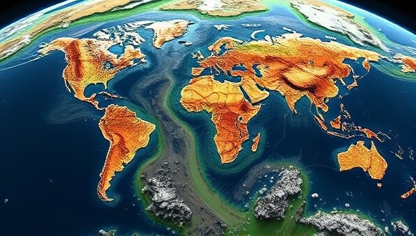 A dynamic visualization of satellite imagery processing software analyzing geological data layers to identify potential mineral deposits, showcasing the advanced technology and insights delivered by MinerInsight for mineral exploration services.