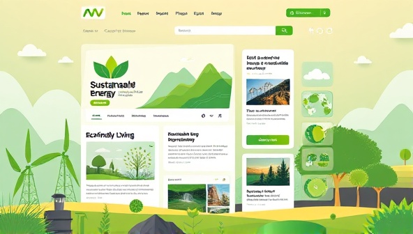An artistic depiction of a vibrant and engaging blog platform showcasing diverse content on sustainable energy, eco-friendly living, and renewable technologies, with interactive elements and green-themed visuals to convey a sense of environmental consciousness and innovation.