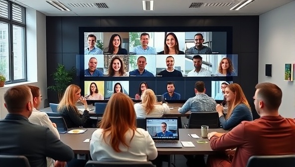 A virtual classroom setting with diverse participants attending an online course on influencer marketing, with interactive modules, real-time Q&A sessions, and engaging visuals, illustrating the educational and collaborative environment of the remote academy.