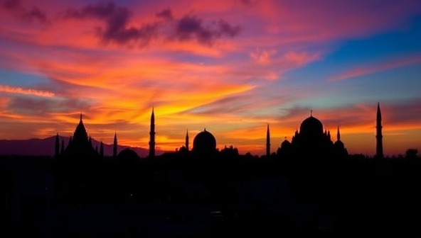 A captivating sunset scene captured by a professional photographer, featuring vibrant colors, silhouettes of iconic landmarks, and the play of light and shadows, evoking a sense of awe and wanderlust, showcasing the beauty and artistry of travel photography experiences with CaptureWander.