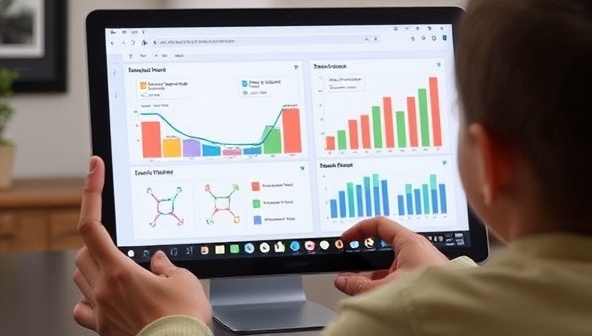 An AI-powered virtual tutor providing personalized lessons to a student on a tablet screen, with graphs showing progress and engagement levels in the background, illustrating the adaptive and effective learning experience of AI Tutor Pro.