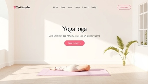 A serene and minimalist website mockup for a yoga studio, featuring soft pastel colors, calming imagery, and nature-inspired elements, creating a tranquil and harmonious online environment that resonates with wellness brands and health-conscious audiences, encapsulating the essence of ZenSite Studios' niche web design approach.