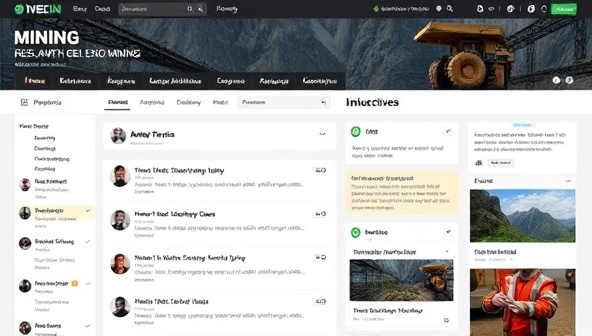 An interactive forum interface showcasing diverse mining topics and discussions, with user profiles and engagement metrics, capturing the essence of collaboration and knowledge-sharing within the mining community.