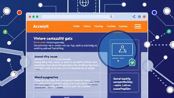 An illustrative representation of a website interface being scanned by AI-powered algorithms, highlighting accessibility issues and generating suggestions for improvement, showcasing the inclusivity and automation of AccessiAuditAI's accessibility audit tool.
