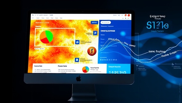 A visually striking representation of a computer screen displaying a website heat map and user engagement data, overlaid with design elements and personalized content suggestions, illustrating the fusion of data analytics and web design for enhanced user experiences.