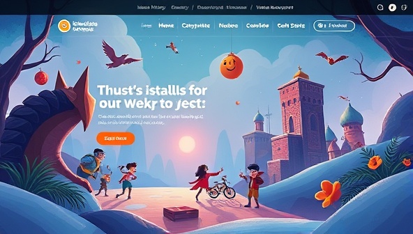 An artistic website mockup featuring a visually rich and narrative-driven design, with storytelling elements like animated characters, scrolling parallax effects, and engaging content, evoking a sense of storytelling magic and immersive online experiences created by VisualNarrate.