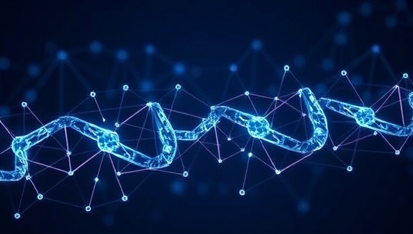 An interconnected blockchain network visualized as a transparent and secure digital chain, linking mining sites, processing facilities, and end products, symbolizing the transparency and traceability provided by TraceMine Blockchain in mineral supply chains.