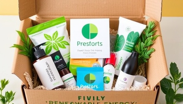 An enticing subscription box filled with eco-friendly products and renewable energy solutions.