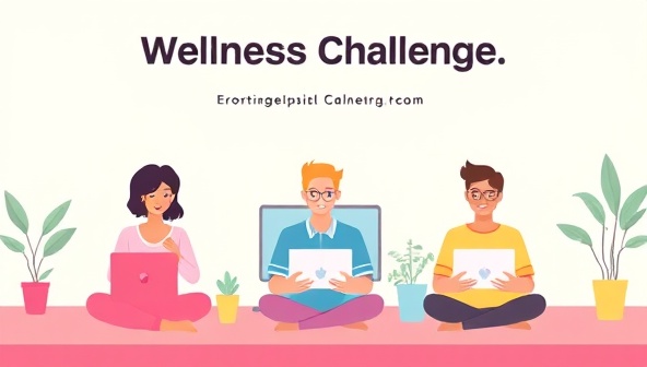 A dynamic digital illustration of a virtual team participating in a wellness challenge, with avatars engaging in fitness activities, mindfulness exercises, and virtual team-building games, promoting health and camaraderie in a remote work environment.