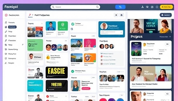 An online platform interface displaying a diverse range of freelance profiles and project listings, illustrating the seamless connection between freelancers and businesses facilitated by Freelance Connect.
