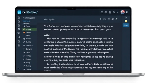 An AI-powered editing interface of EditBot Pro, showing a manuscript being analyzed and edited in real-time with suggestions for improved grammar and style, creating a seamless and efficient editing process for writers and authors.