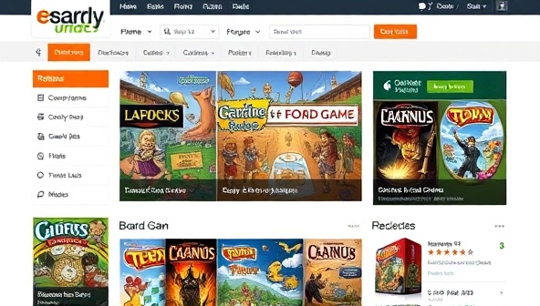 An inviting online marketplace interface featuring colorful board game listings, user reviews, and interactive community forums, creating a vibrant and engaging hub for board game enthusiasts.