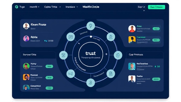 An interactive digital platform interface showcasing diversified investment opportunities, transparent borrower profiles, and real-time returns, with a visual representation of a collaborative investor network, symbolizing trust and financial growth within WealthCircle.