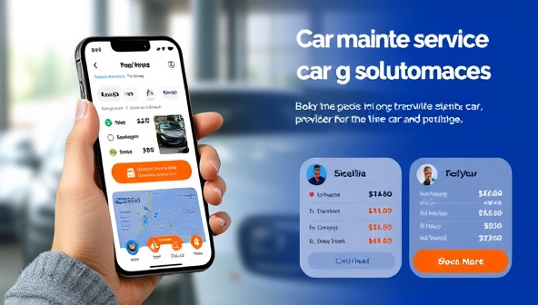 An engaging visual of the mobile app interface showcasing a user booking a car maintenance service with a few taps on their phone, accompanied by real-time service provider availability and pricing estimates, illustrating the ease and efficiency of accessing on-demand car solutions through the platform.