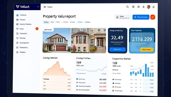 An AI-powered interface displaying a property valuation report with detailed insights, comparative market analysis, and visual representations, demonstrating the precision and sophistication of ValuBot Pro's technology.