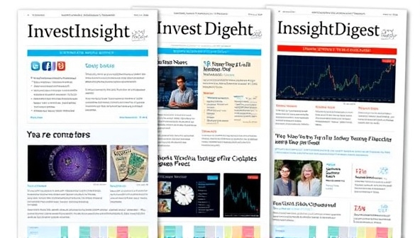An engaging and informative newsletter layout featuring InvestInsight Digest branding, curated financial news sections, stock market updates, and investment recommendations, designed to captivate readers and provide valuable insights in a visually appealing format.
