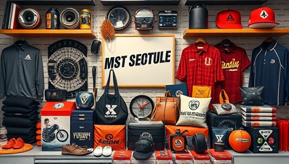 An artistic montage of automotive lifestyle products, including stylish apparel, accessories, and home decor items, arranged in a visually appealing and cohesive display, reflecting a vibrant and trendy marketplace for car culture enthusiasts.