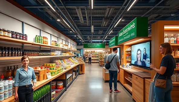 An immersive virtual wellness marketplace scene featuring a diverse array of wellness products, from herbal supplements to yoga mats, with virtual avatars browsing through the offerings, engaging with wellness experts through video consultations, and attending virtual wellness workshops, capturing the holistic and interactive nature of WellnessHubX.