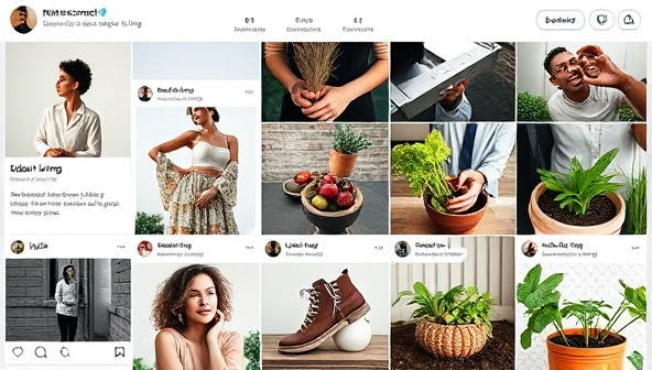 An artistic representation of a social media feed featuring diverse content related to niche interests such as vintage fashion, sustainable living, and urban gardening, symbolizing the tailored and engaging social media management provided by NicheConnect.