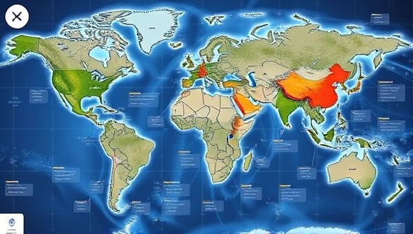 An artistic visualization of a digital world map with interconnected storylines, characters, and plot points contributed by users, creating a vibrant and collaborative storytelling ecosystem within the platform.